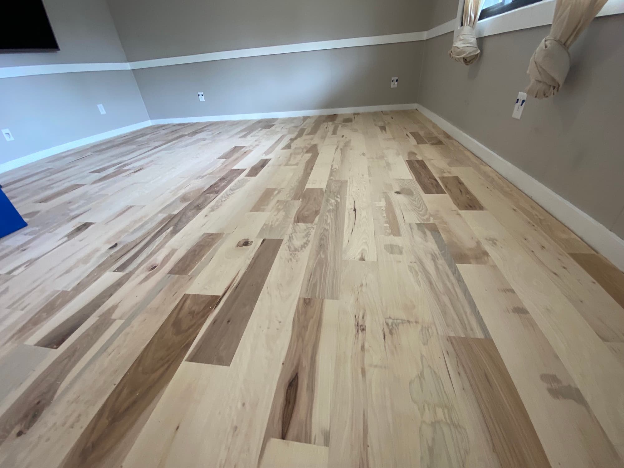 Hickory hardwood floor installation completed in Wendell NC by 12th And Oak Floor Co.