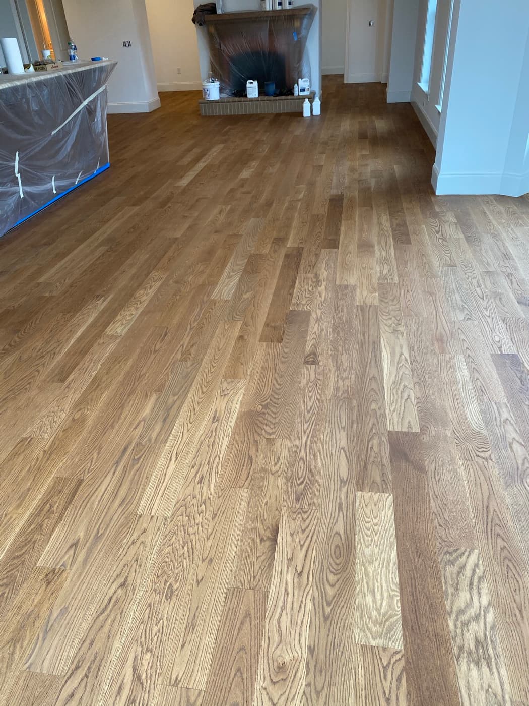 DuraSeal Special Walnut stain applied to engineered white oak, warm medium-brown tone