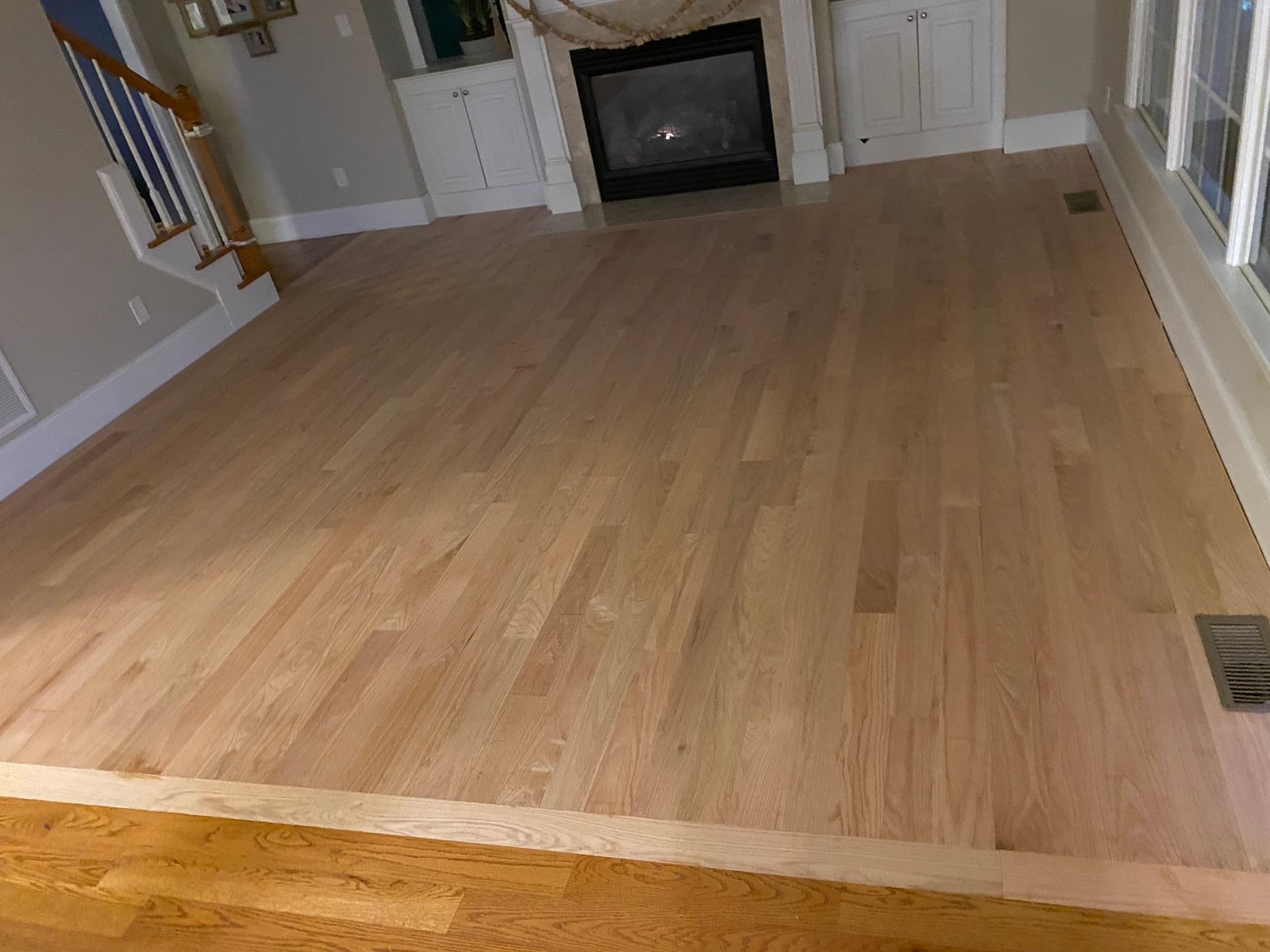4 inch red oak installation complete in Turner Downs Raleigh NC, new boards running throughout downstairs