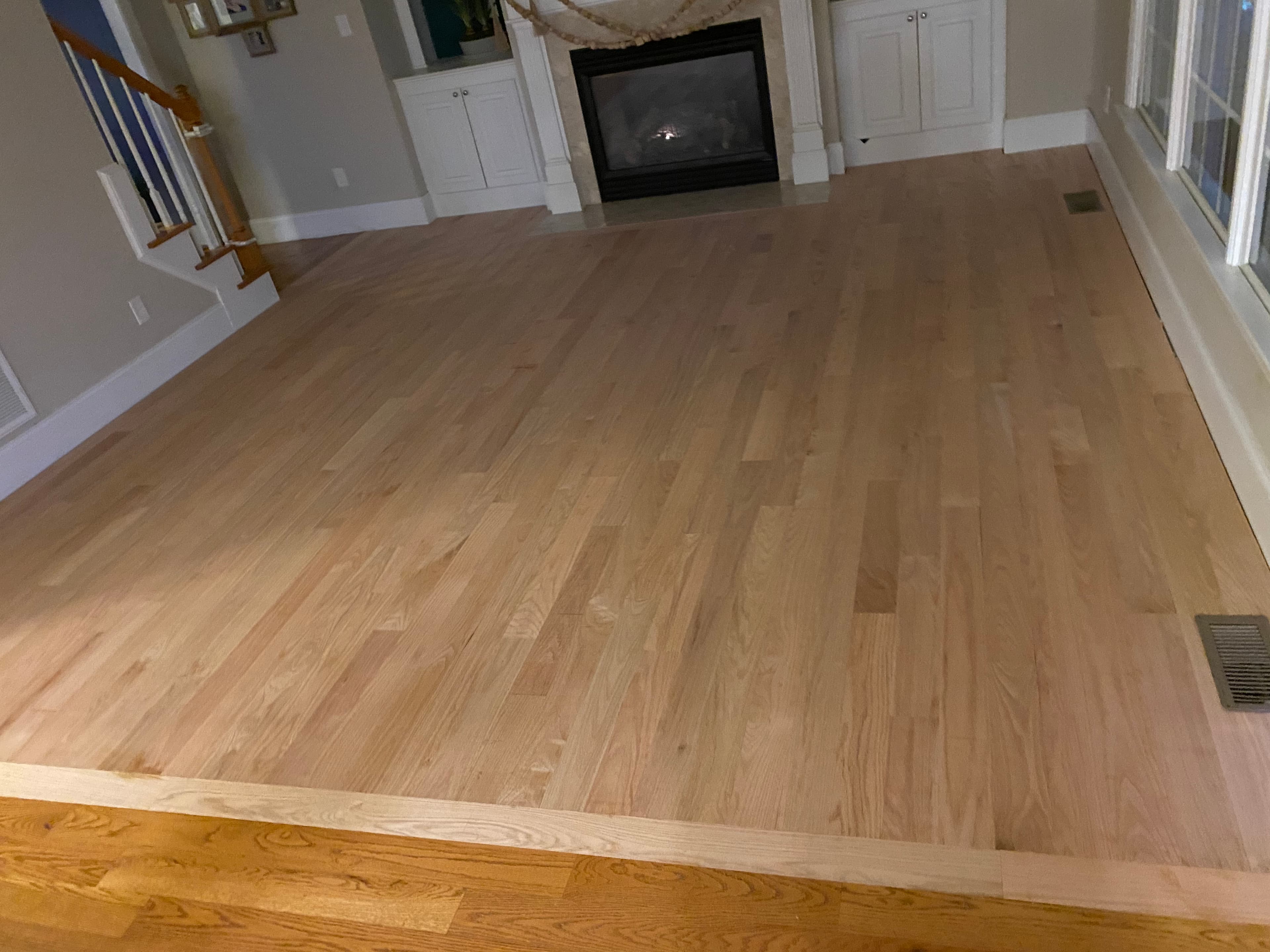 4 inch red oak installation complete in Turner Downs Raleigh NC, new boards running throughout downstairs